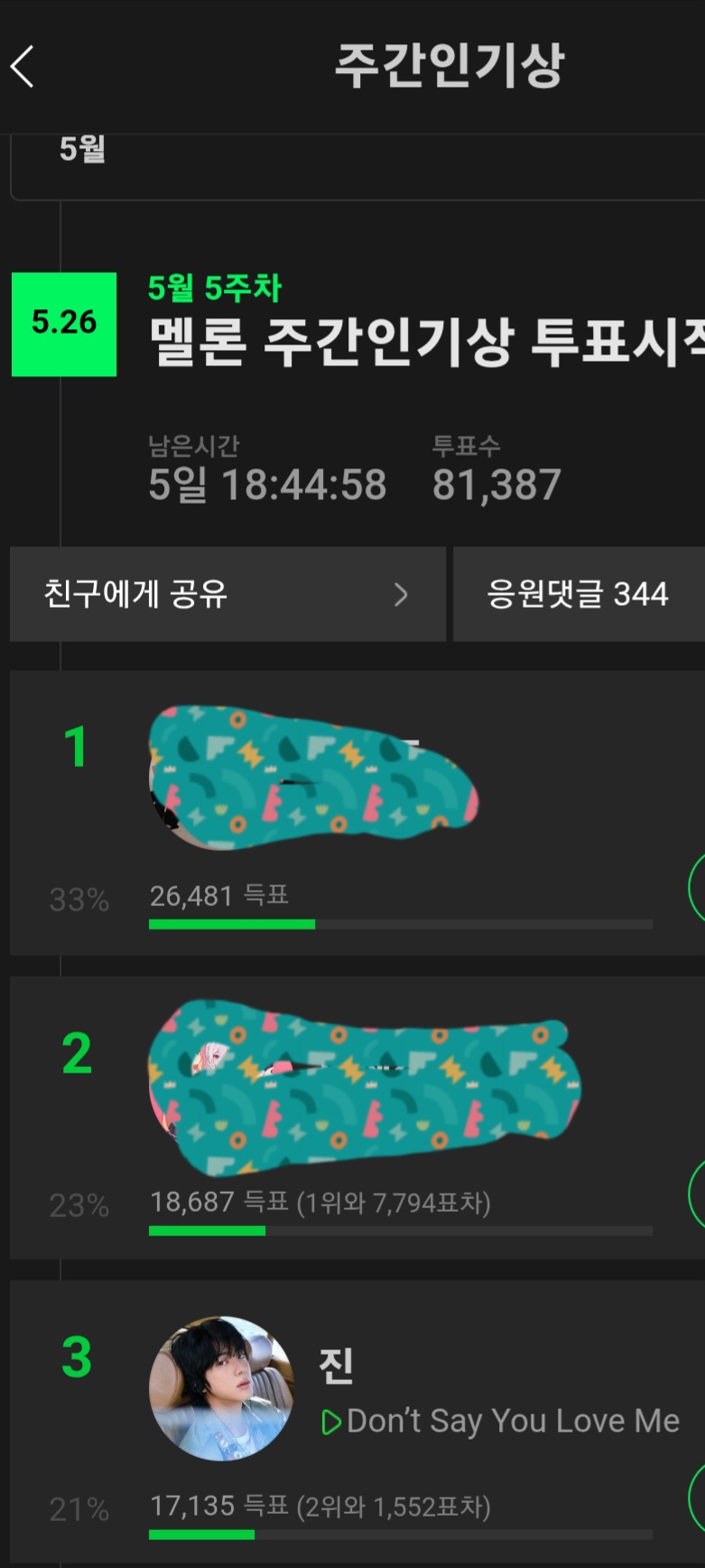 멜론 주간인기상 했니?