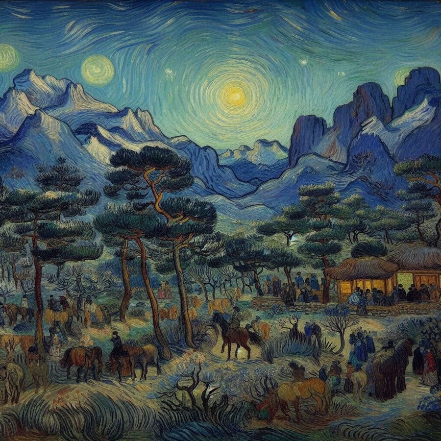 더쿠 - 그림] 고흐 화풍으로 그린 조선시대